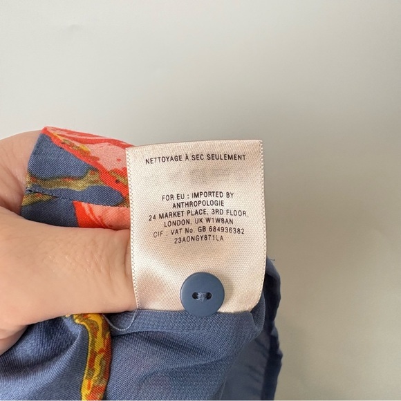 Anthropologie Maeve Floral Poppy Print Mini Dress Pleated Bodice Cutout Back - Picture 7 of 7